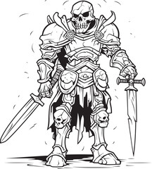 Phantom Warden Zombie Knight Soldier Black Vector Design Soulless Guardian Zombie Knight Soldier Black Logo Emblem