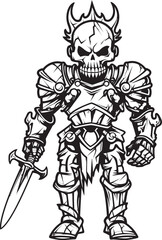 Haunted Sentinel Zombie Knight Soldier Black Vector Emblem Eternal Defender Zombie Knight Soldier Black Emblem Logo