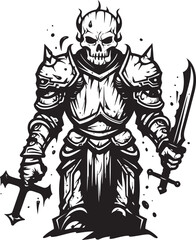 Spectral Warden Zombie Knight Soldier Black Vector Design Doomed Guardian Zombie Knight Soldier Black Emblem Icon