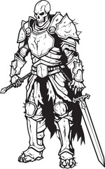 Undying Warden Zombie Knight Soldier Black Vector Design Graveyard Guardian Zombie Knight Soldier Black Emblem Logo