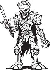 Macabre Guardian Zombie Knight Soldier Black Icon Design Ghostly Crusader Zombie Knight Soldier Black Emblem Logo