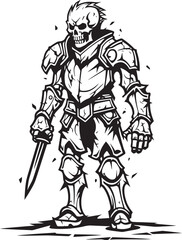 Necrotic Sentinel Zombie Knight Soldier Black Vector Emblem Phantom Defender Zombie Knight Soldier Black Emblem Icon