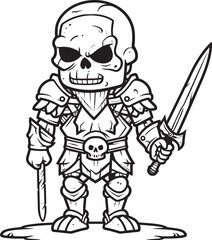 Fototapeta premium Undead Guardian Zombie Knight Soldier Black Logo Emblem Sinister Sentinel Zombie Knight Soldier Black Vector Icon