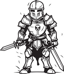 Fototapeta na wymiar Grim Guardian Zombie Knight Soldier Black Logo Icon Cursed Crusader Zombie Knight Soldier Black Emblem Design