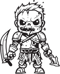 Macabre Guardian Zombie Knight Soldier Black Icon Design Ghostly Crusader Zombie Knight Soldier Black Vector Emblem
