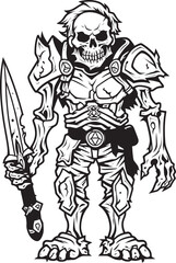 Grim Gladiator Zombie Knight Soldier Black Icon Emblem Necrotic Sentinel Zombie Knight Soldier Black Vector Design