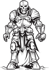 Sinister Sentinel Zombie Knight Soldier Black Icon Emblem Haunted Defender Zombie Knight Soldier Black Vector Design