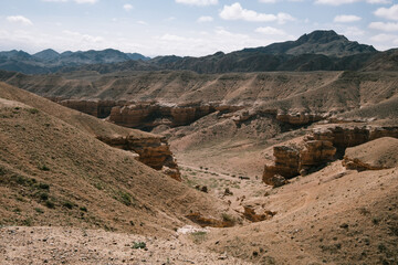 Charyn grand canyon, Valley of castles, Kazakhstan. Almaty region - April 2023