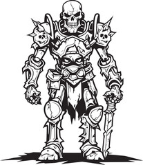 Fototapeta na wymiar Ghoul Guardian Zombie Knight Soldier Black Emblem Design Eerie Enforcer Zombie Knight Soldier Black Icon Emblem