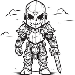 Undead Guardian Zombie Knight Soldier Black Logo Emblem Cursed Crusader Zombie Knight Soldier Black Vector Icon