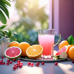 orange juice and fruits