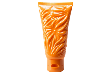 Citrus Burst: Vibrant Orange Hand Cream Tube on Clean White Background. On a White or Clear Surface PNG Transparent Background.