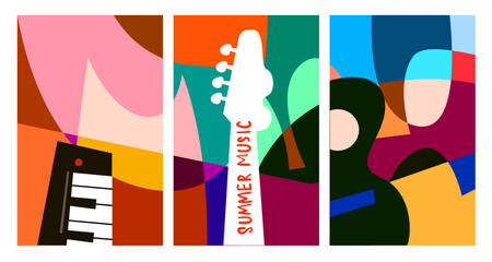 Vector illustration colorful summer music festival banner - obrazy, fototapety, plakaty