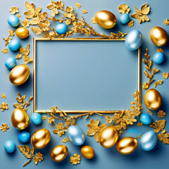 Golden frame with Christmas balls