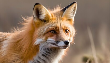 Naklejka na ściany i meble A Fox With Its Fur Ruffled By The Wind