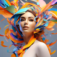 portrait of a woman with colorful makeup