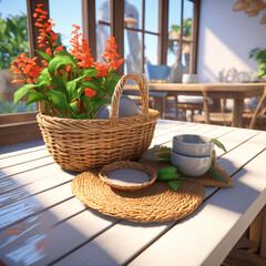 table with flowers in the garden