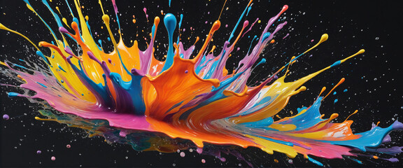 Acrylic paint splash explosion colorful background