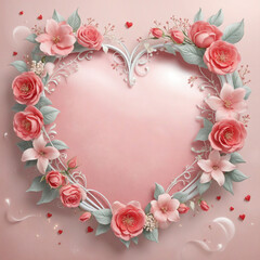 Elegant Floral Heart Frame colorful background