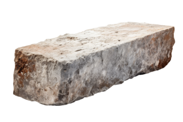 The Elemental Comfort: A Stone Bench Born From Cement. On a White or Clear Surface PNG Transparent Background.