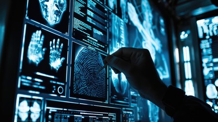 Criminal database and AI Technology for crime control concept, AI generated for texts and ads - obrazy, fototapety, plakaty