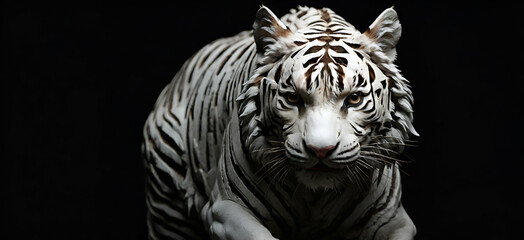 white tiger bengal hybrid. stunning white female tiger. Generative AI - obrazy, fototapety, plakaty