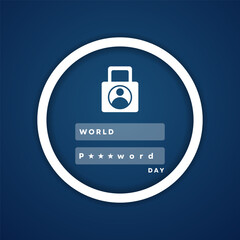World Password Day. Padlock and people icon. Great for cards, banners, posters, social media and more. Blue background. 
