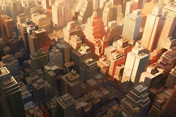 Modern city view from above, 3d rendering