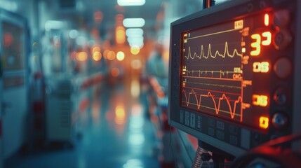 A hospital heart rate monitor tracks vital signs in ICUs in order to check EKGs