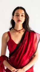 Young woman model wearing cotton saree