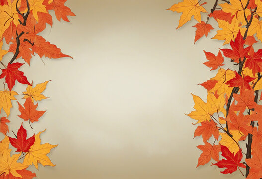 Autumn Image Background with Maple Leaves colorful background