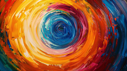 Spiraling vortexes of bright hues swirling across the canvas, each stroke adding to the mesmerizing composition. - obrazy, fototapety, plakaty