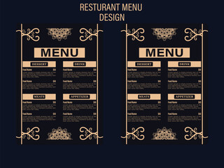 Restaurant menu card design. 