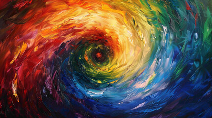 Spiraling vortexes of color expanding and contracting across the canvas, their movements hypnotic and mesmerizing. - obrazy, fototapety, plakaty
