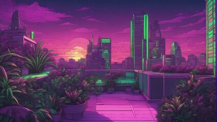 Generative AI. mesmerizing Neon cityscape. colorful city view. Capturing the Mesmerizing Beauty of a City Bathed in Neon Lights. 