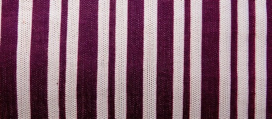 A detailed shot of a fabric with purple and white stripes in varying shades, creating a stylish and modern pattern resembling a rectangle design