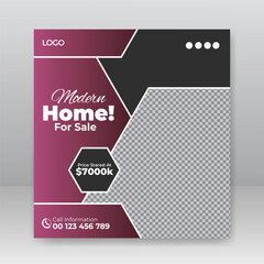 modern real estate house social media post or square banner template