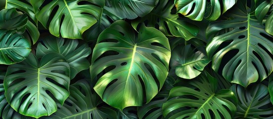 Tropical Monstera Leaves Seamless Pattern
