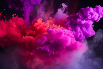 Fototapeta premium Dynamic Burst of Multicolored Powder, Abstract Art Concept with Vivid Pigments in Motion Against a Dark Background, Explosion of Color