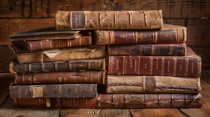 Stack of Old Books A Nostalgic Trip Through Time Generative AI