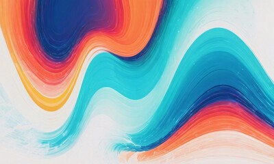  Vibrant orange teal psychedelic grainy gradient color flow wave on white background - 769431997