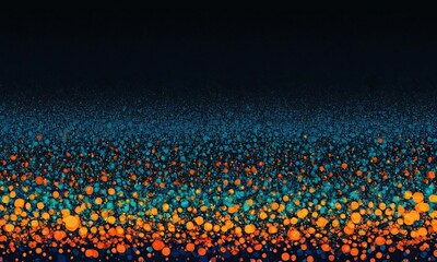  Vibrant orange teal psychedelic grainy gradient color flow wave on black background - 769432105