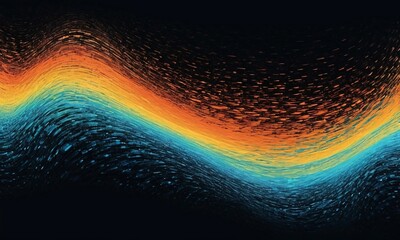  Vibrant orange teal psychedelic grainy gradient color flow wave on black background