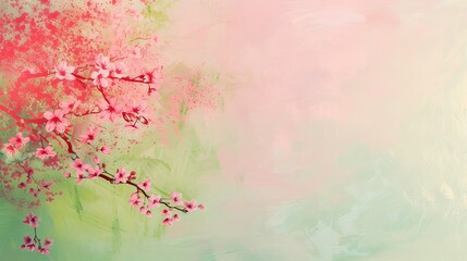 Springtime Splendor Unveiled: Vibrant Cherry Blossoms Blossoming Against Textured Gradient Backdrop - Ideal for Capturing the Essence of the Season in Design Projects and Artistic Creations