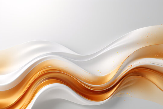 Abstract background features a white and gold satin fabric background