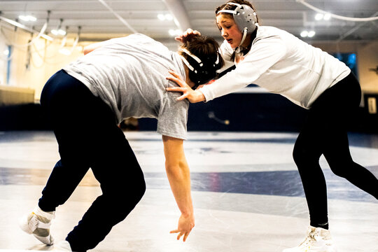 15 year old female  wrestler on a co-ed team