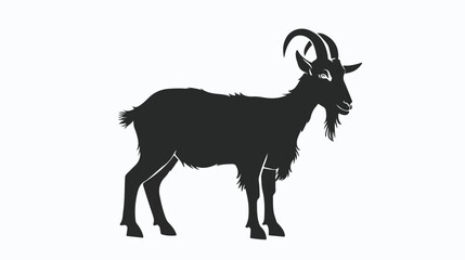 Silhouette of horned goat. Badge. Flat vector isolated