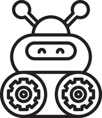 Robot Cartoon Character Line Art