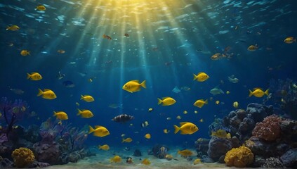 Naklejka na ściany i meble Fishes in the sea 