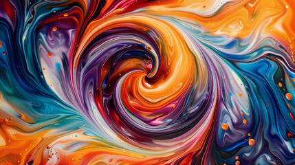 Dynamic patterns of swirling colors coming together in harmony, creating a breathtaking visual spectacle on the canvas. - obrazy, fototapety, plakaty